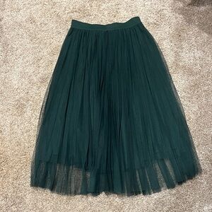 Emerald Green Tulle Midi Skirt